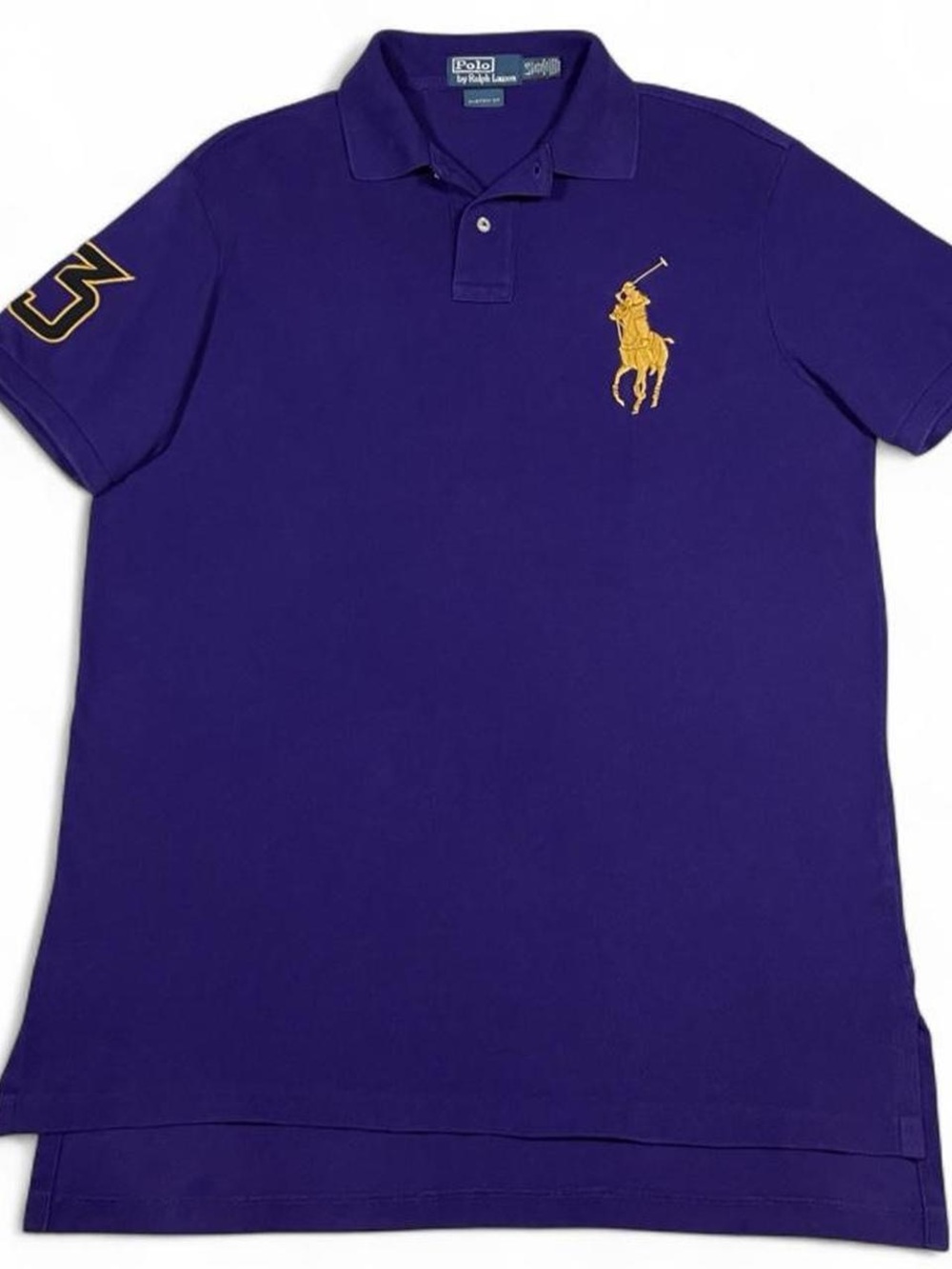 Polo Ralph Lauren BIG Pony '3' Custom Fit Purple Polo Shirt Men's Size L Golf